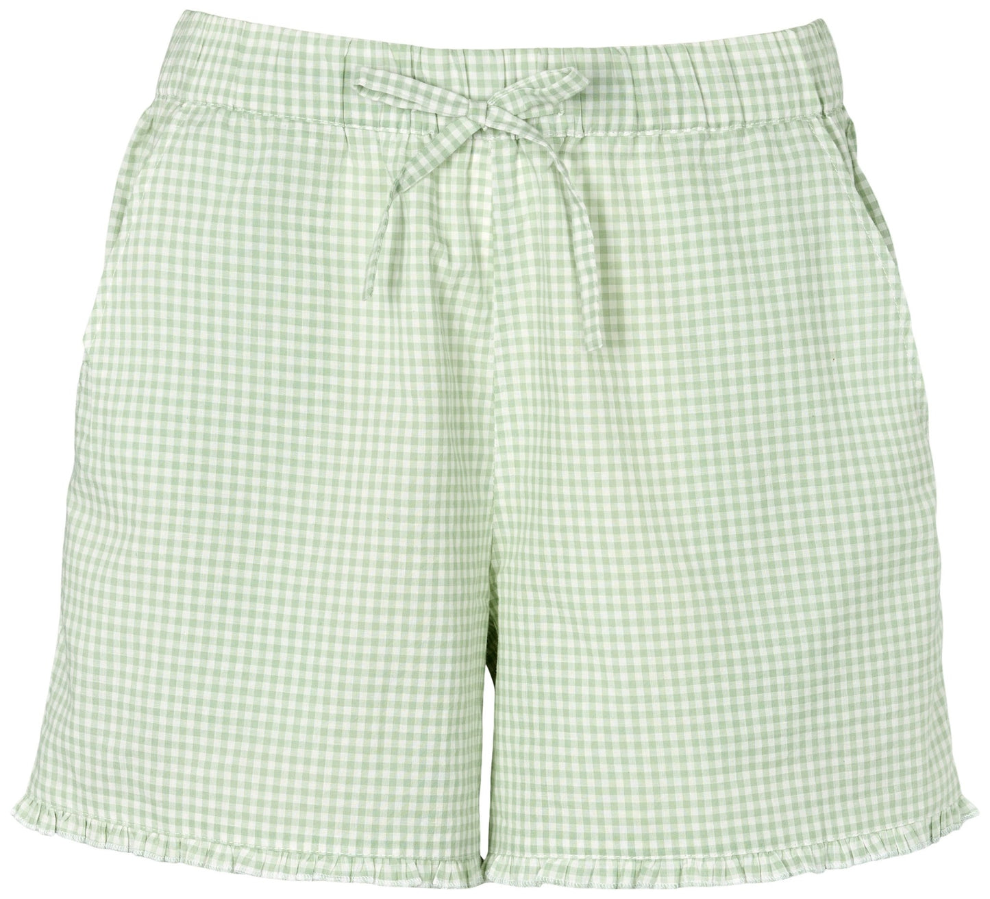 Missya Josie Ternet-shorts i lysegrøn bomuld med elastik i taljen, snøre og lommer – perfekte til sommerlooket.