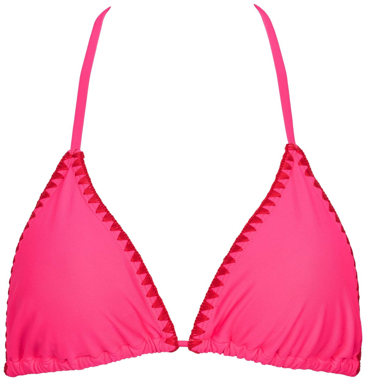 Missya Phoenix lyserød bikini-top med zigzag-kant og tynde stropper, model 154549, vist på hvid baggrund.