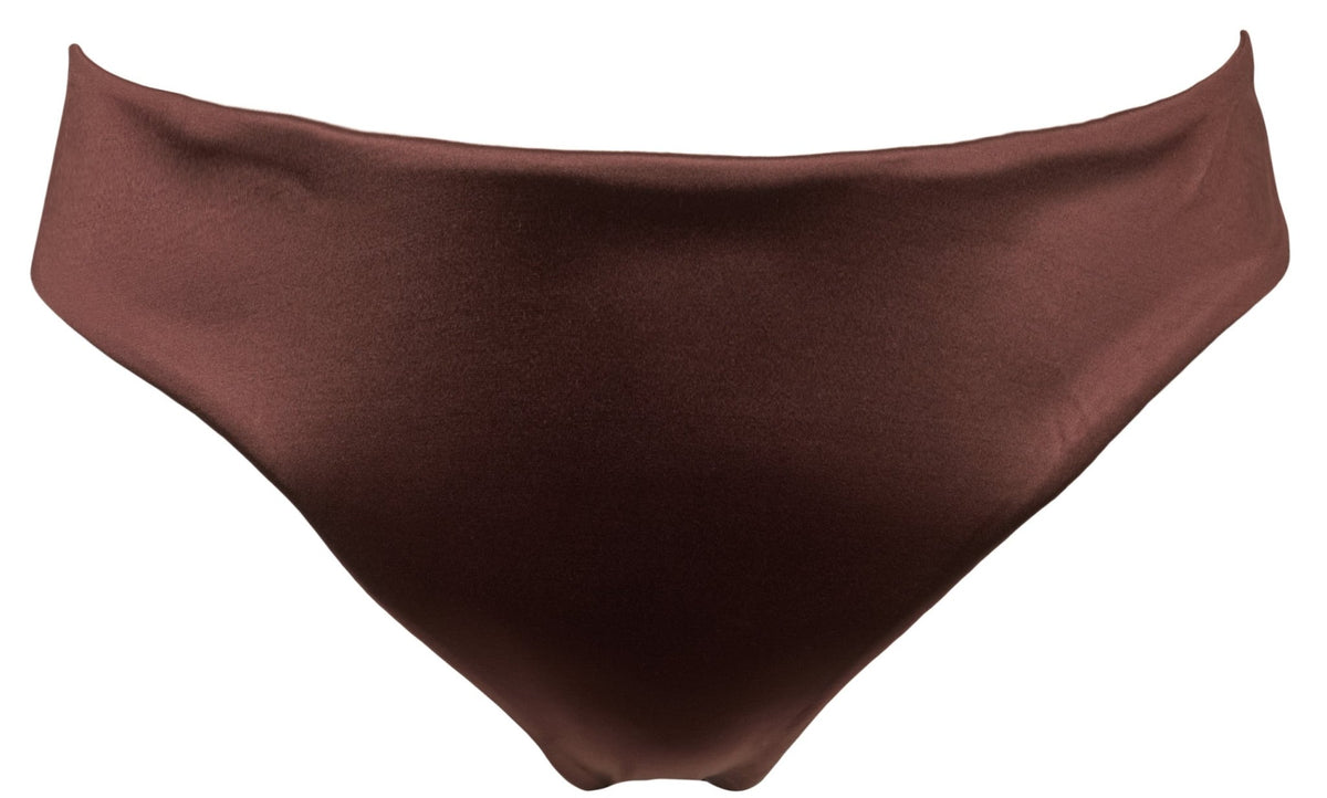 Missya Fiji Brun bikinibund i brun satin, vist på hvid baggrund for et tidløst og elegant badetøjslook.