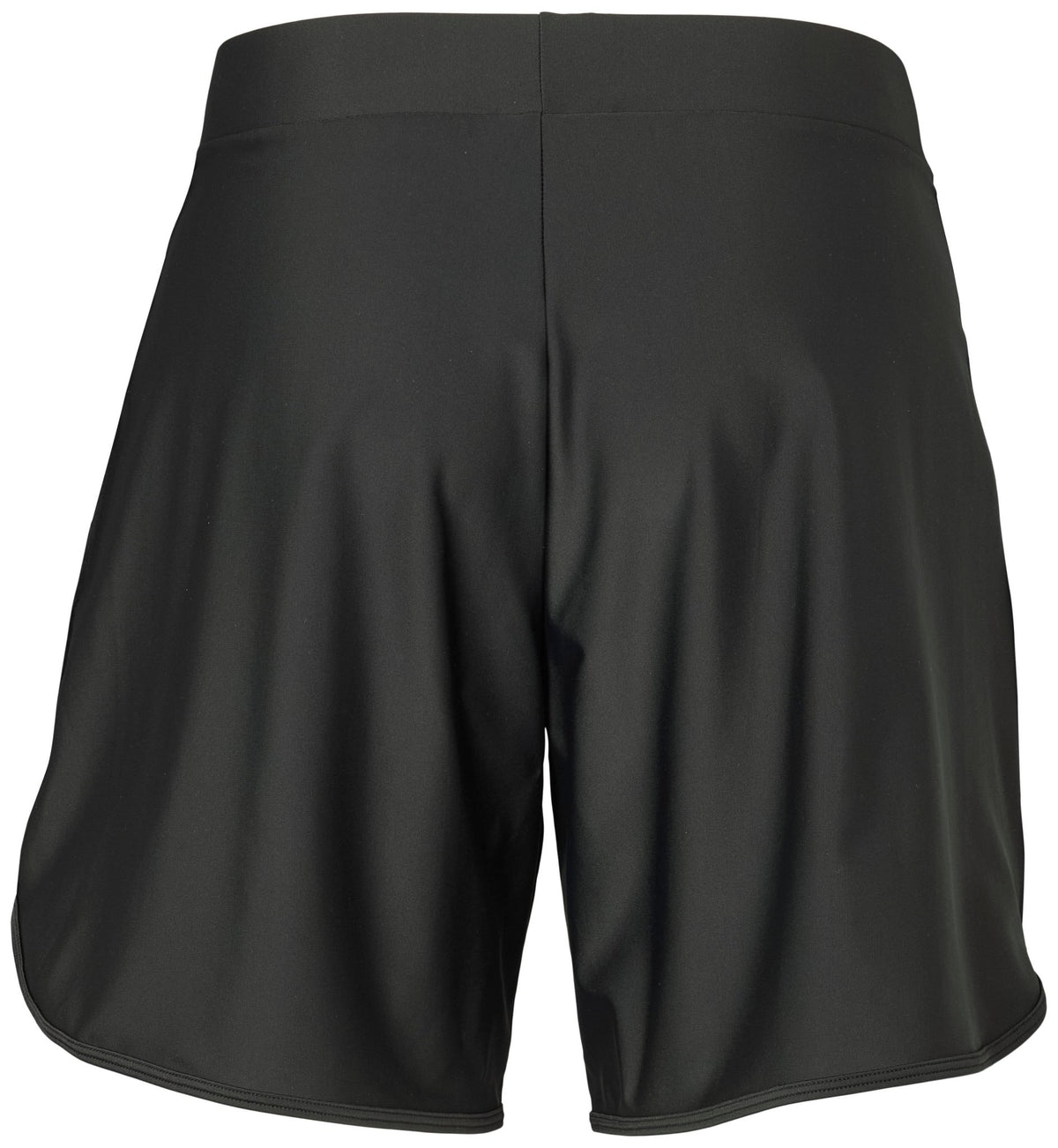Missya Lizzi: Sorte sportsshorts, vist set bagfra, med glat stof og enkle sømdetaljer.