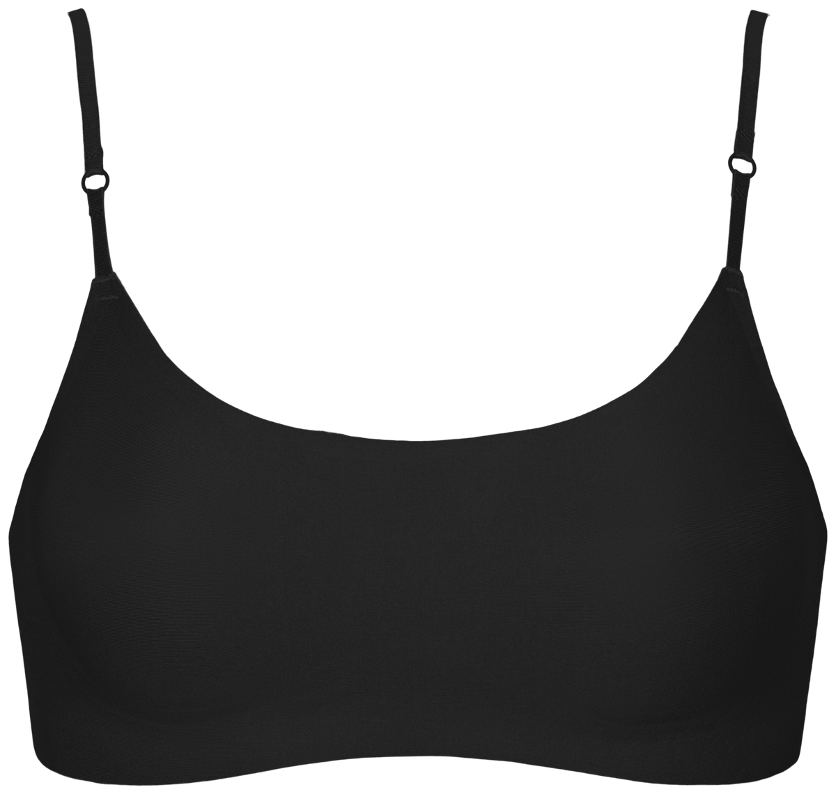 Missya 156490 – Seamless Soft Sort: Sort, sømløs bralette med tynde, justerbare spaghettistropper.
