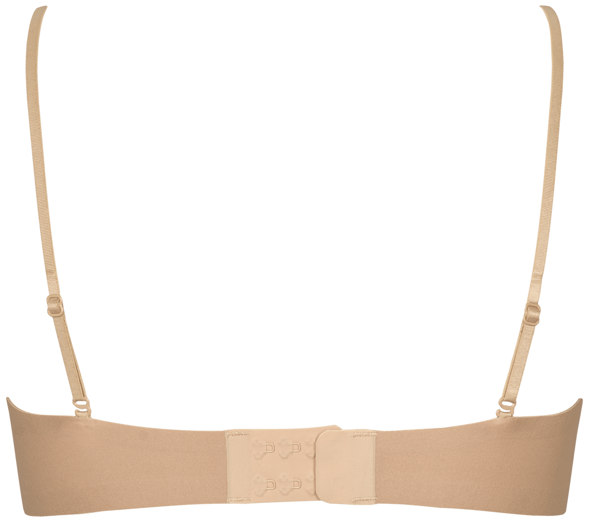 Bagfra set: en beige 156491 | Missya – sømløs, blød pudder-bh med justerbare stropper og hægte- og øje-lukning.