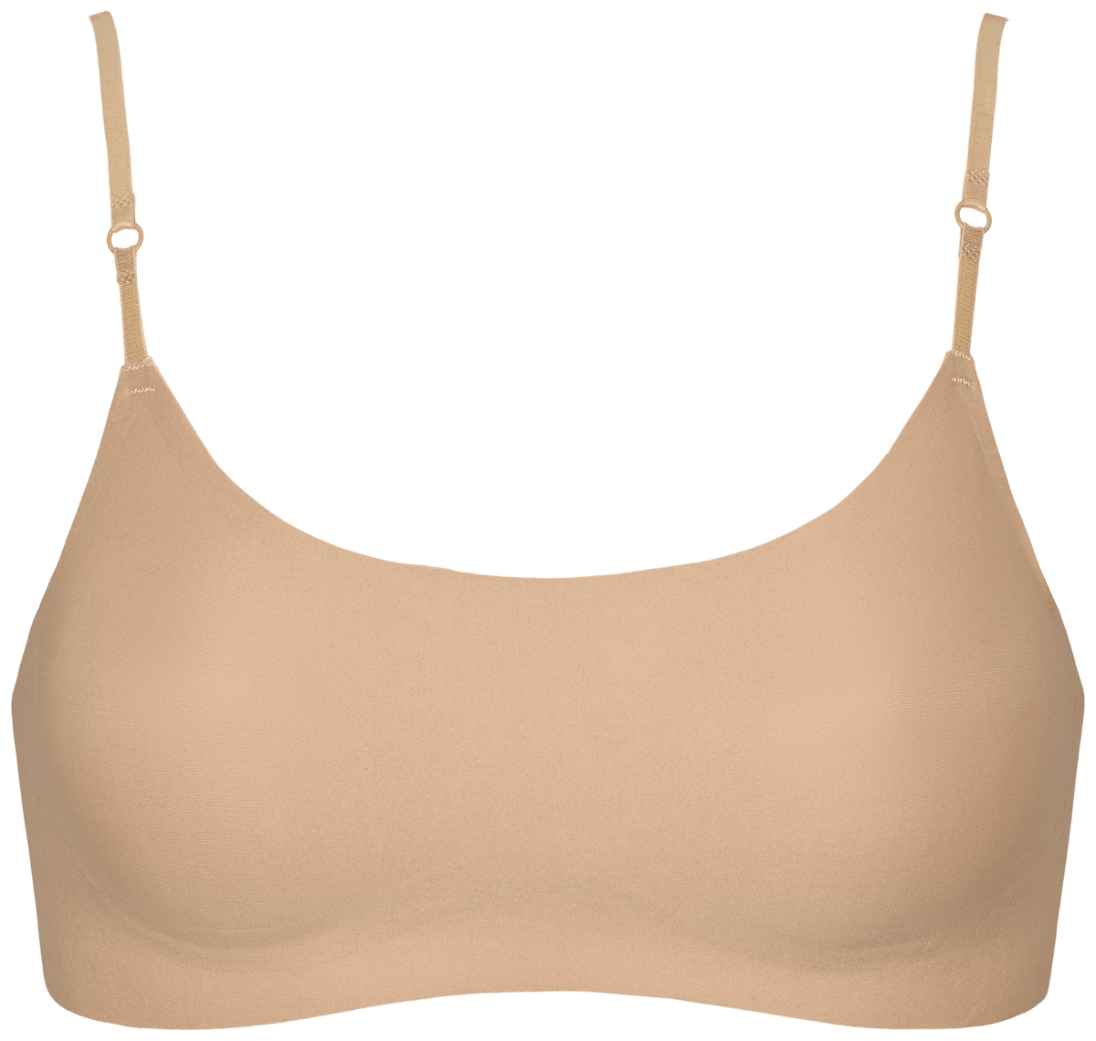 Beige Missya – Seamless Soft Pudder-bralette med sømløst design og justerbare, tynde stropper.