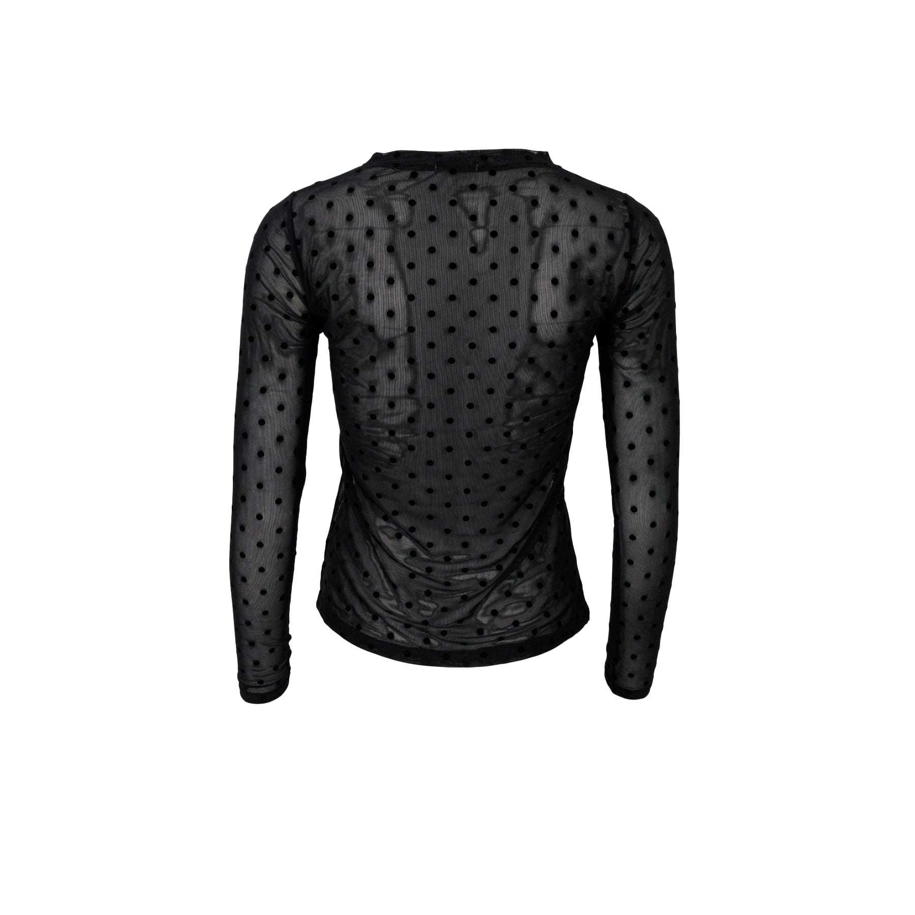 Sort mesh bluse med prikker fra Black Colour set bagfra