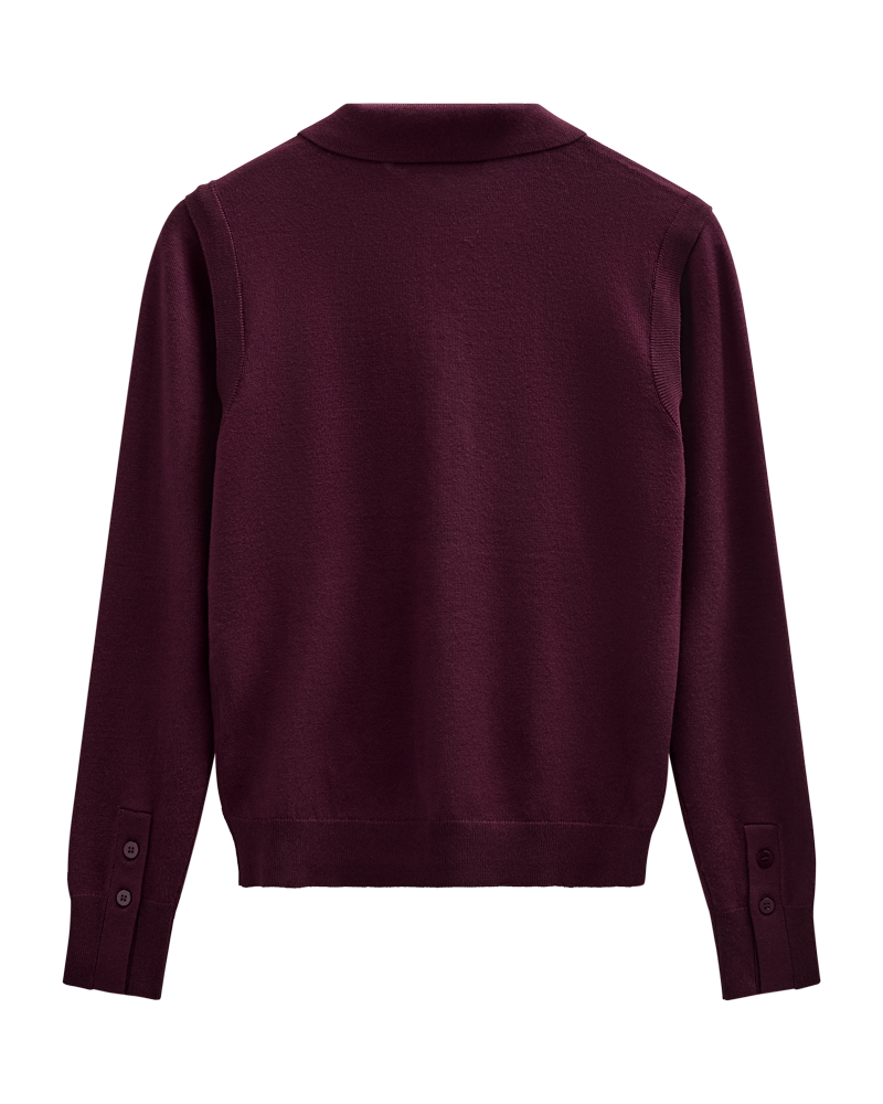 Bordeaux strik polo fra Copenhagen Muse set bagfra