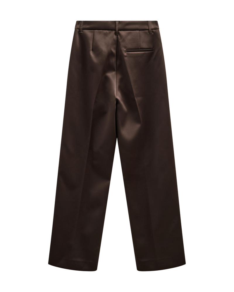 Mørkebrun satinbukser fra Copenhagen Muse set bagfra