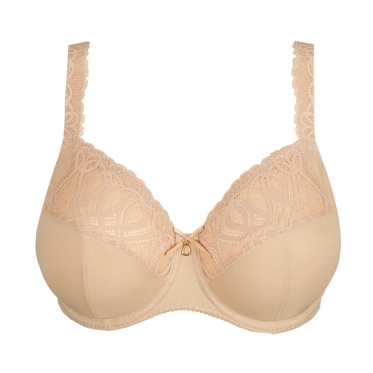 PrimaDonna Salerno Candy Ginger Pudder bh med bøjle, blondedetaljer, sløjfe og justerbare stropper.