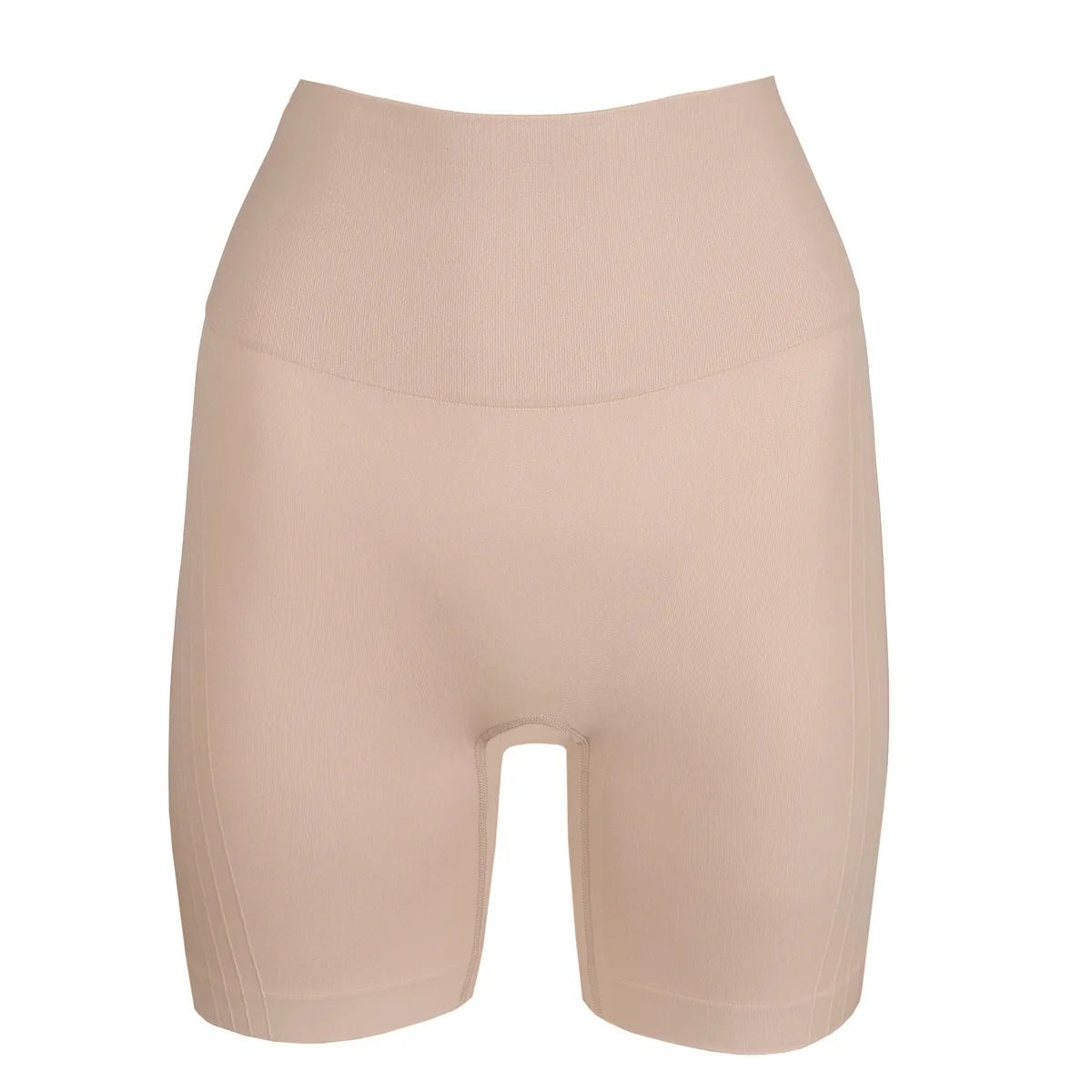 PrimaDonnas 155151 Nudda Caffe Latte Pudder – shorts med høj talje og formende effekt, med sømløse kanter på hvid baggrund.