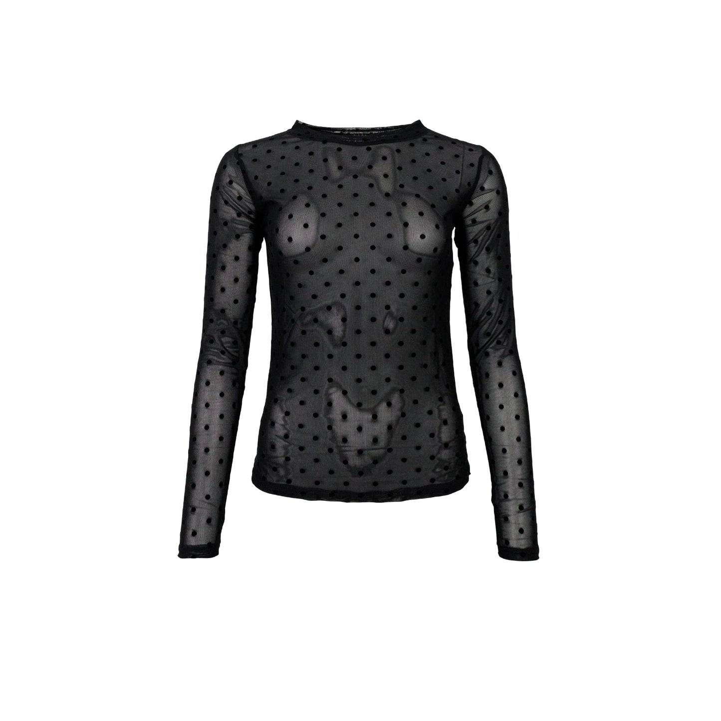 Sort mesh bluse med prikker fra Black Colour