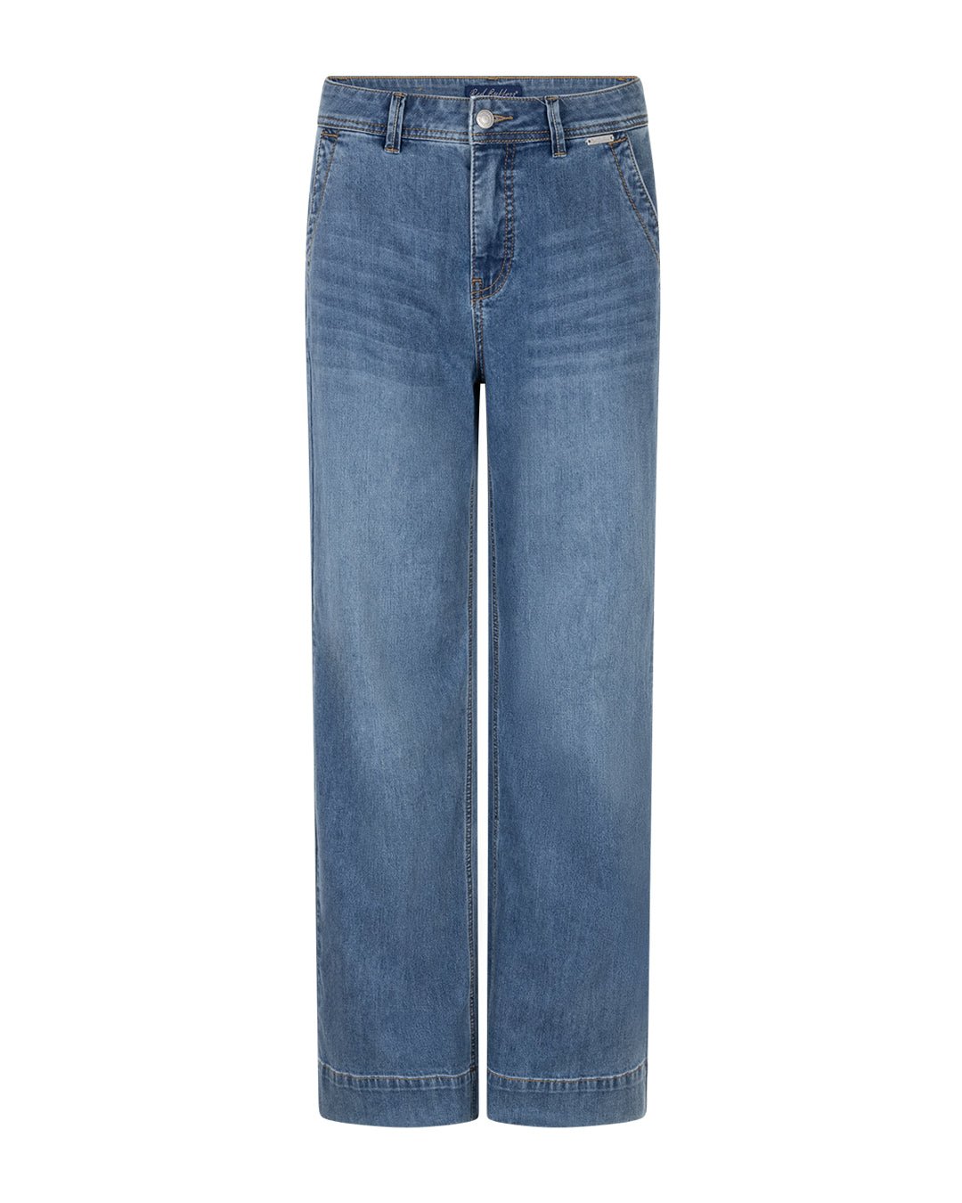 Red Button Colette L.31 blå denimjeans med lige ben og bæltestropper, brede ben, på hvid baggrund.