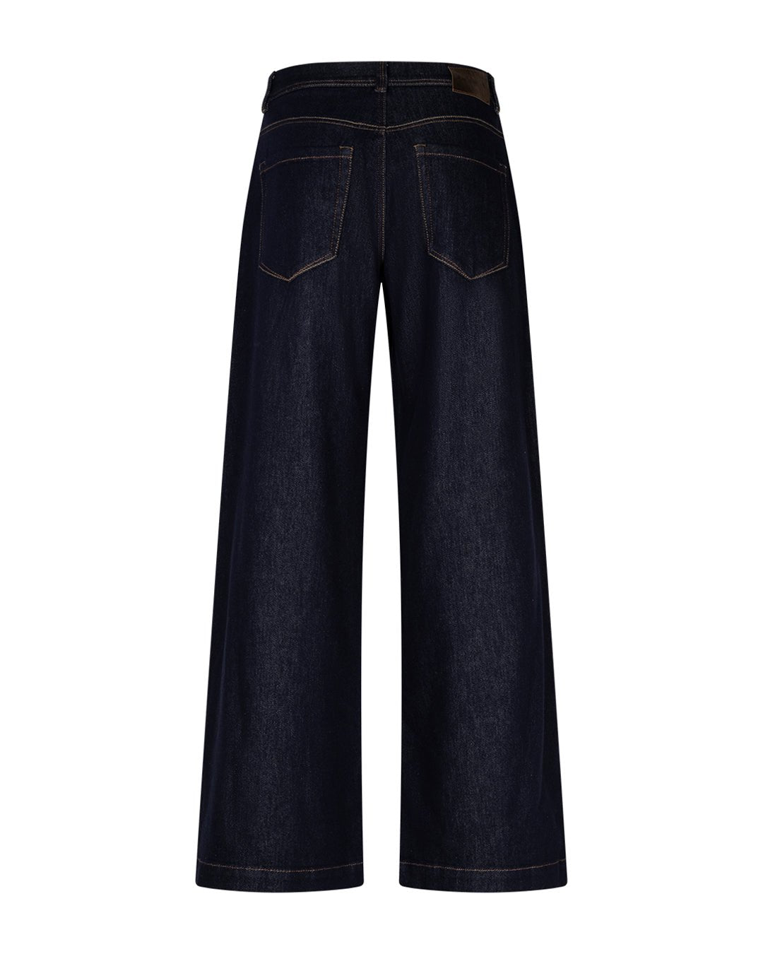 Red Button Claudine L33 mørke denimjeans set bagfra med brede ben, baglommer og kontrastsyninger.