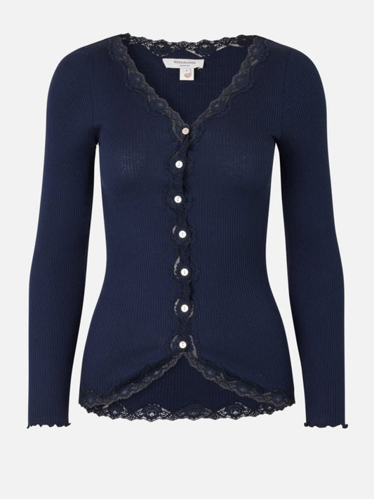 Cardigan i Mørkeblå fra Rosemunde