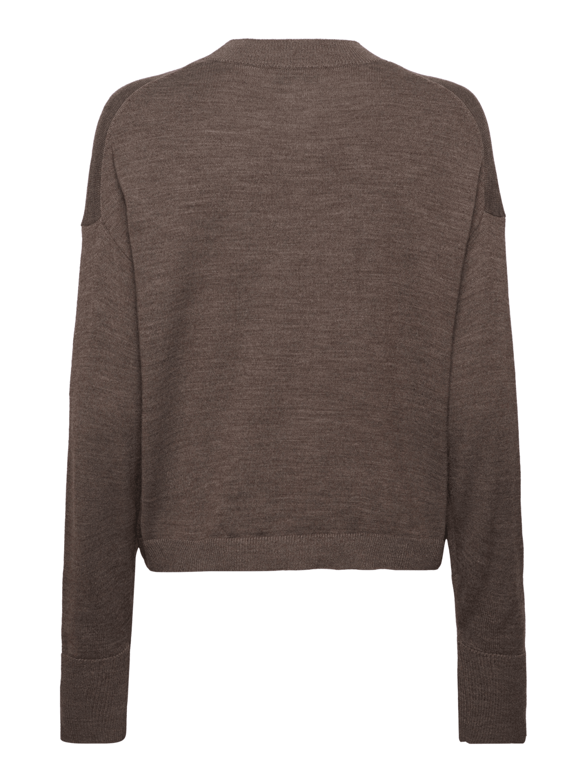 Rosemunde 152512 Valencia brun strikbluse, blød merinould, afslappet pasform, Smoke Oak Melange.