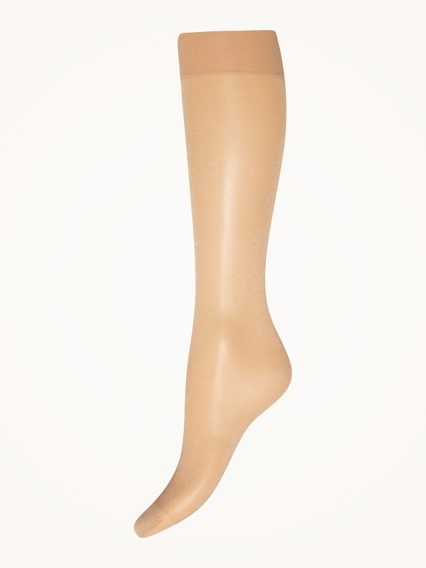 Wolford Satin Touch 20 Gobi knæstrømper, vist i beige model 144769, på hvid baggrund.