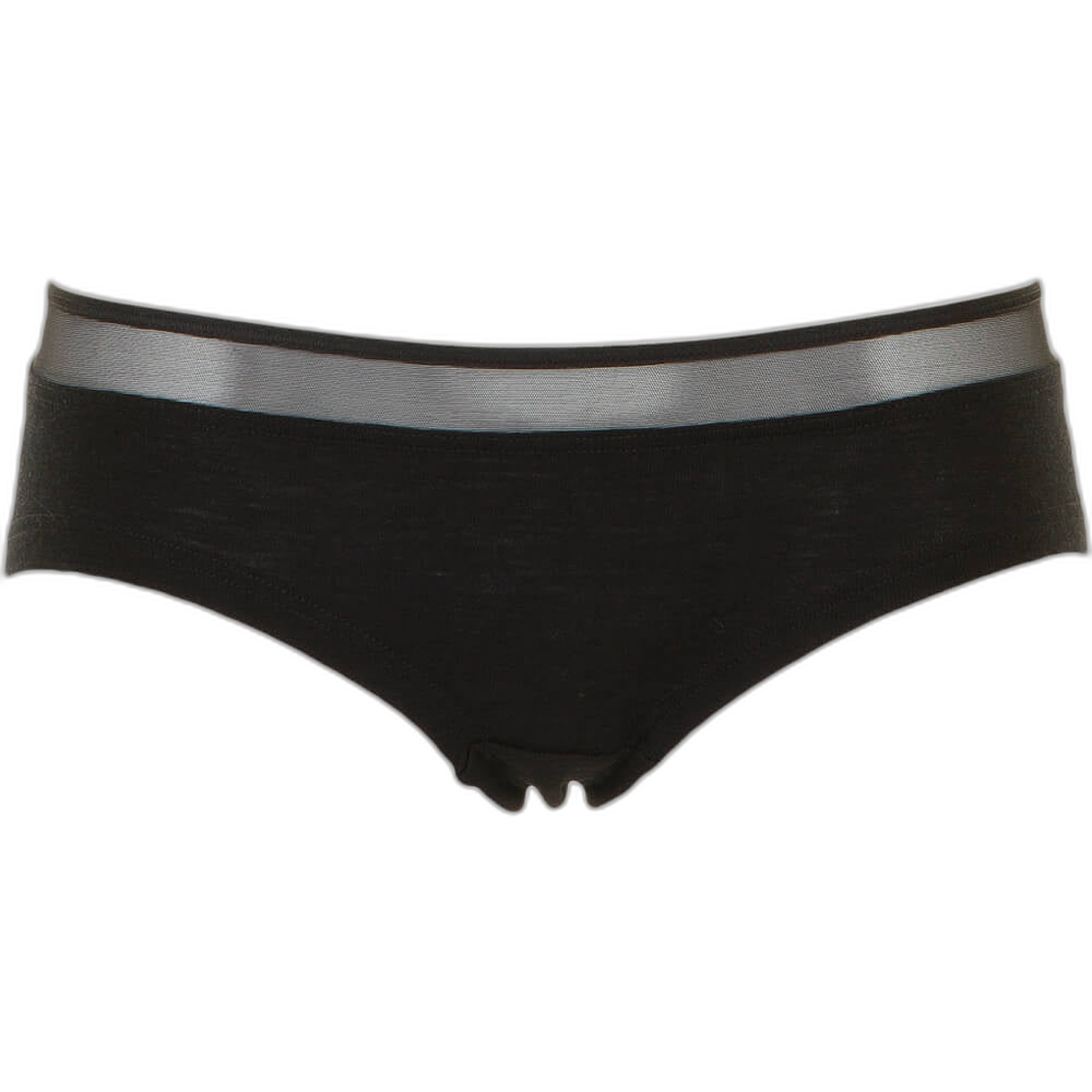 Sort uldtrusse i merino med meshkant