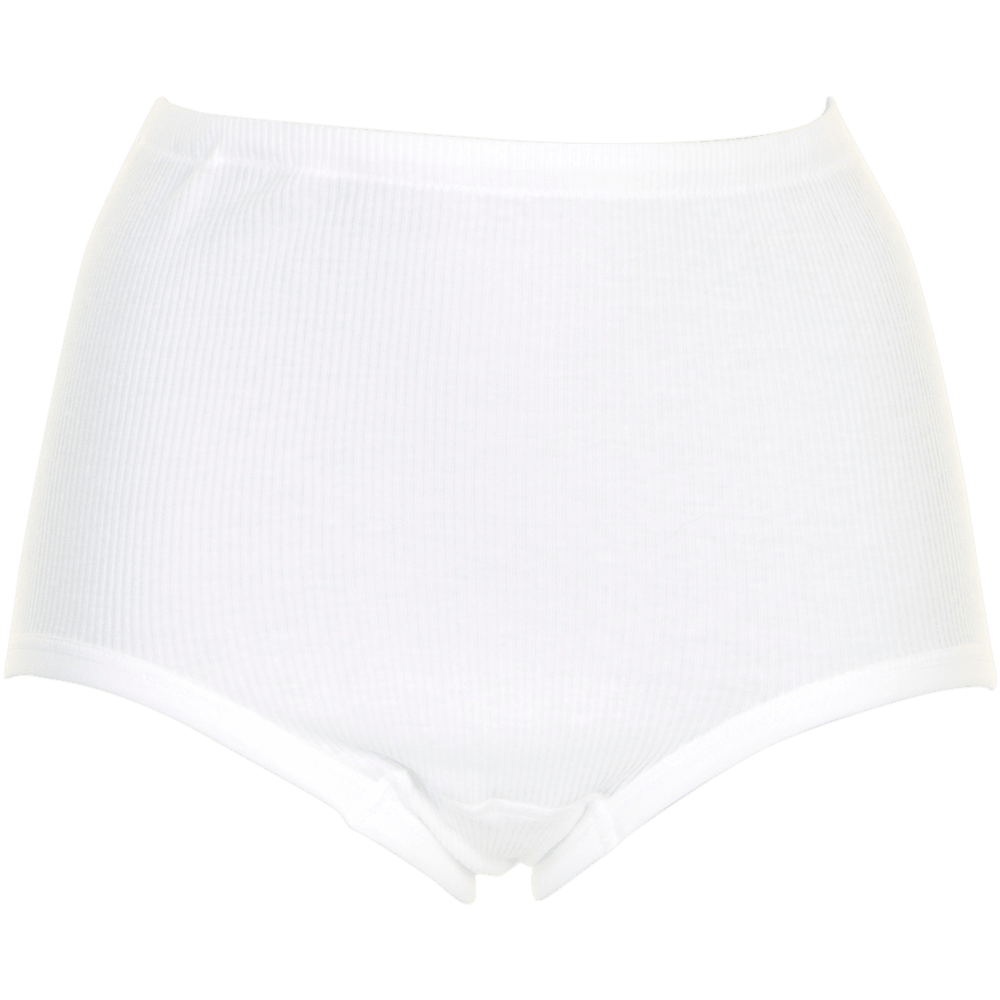 Calida 109363 Cotton 2:2 HVID trusser med høj talje i hvidt, vist på en ensfarvet baggrund.