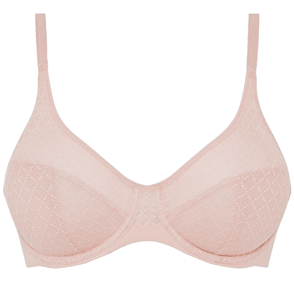 Chantelle EasyFeel Norah Chic 0RG Rosa: lyserød, med bøjler, geometrisk mønster, justerbare stropper, intet synligt mærke.