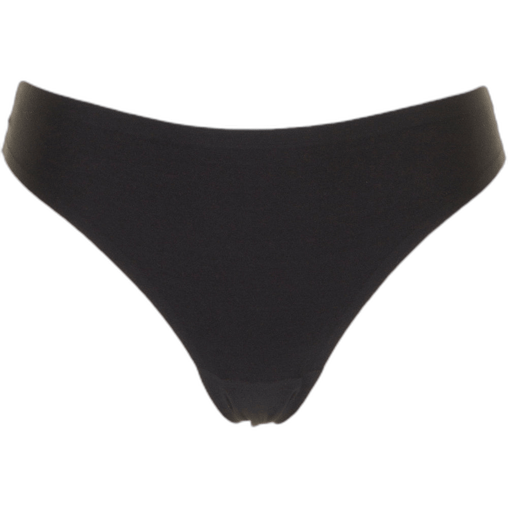 Sort Chantelle-undertøj i typen »seamless soft stretch string«, vist på en ensfarvet hvid baggrund.