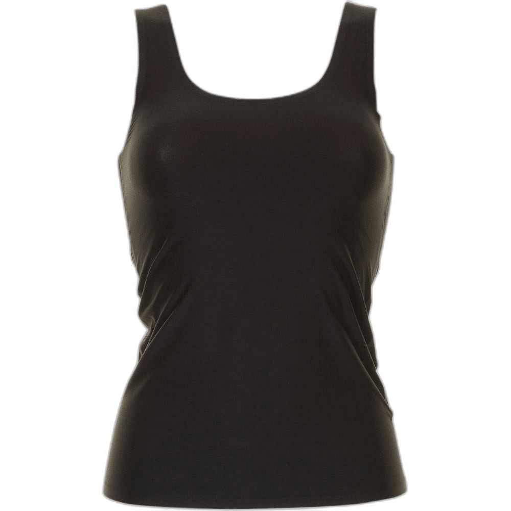 Chantelle Seamless Soft Stretch Top: sort, ærmeløs mikrofiber-tanktop med rund halsudskæring, vist på hvid baggrund.