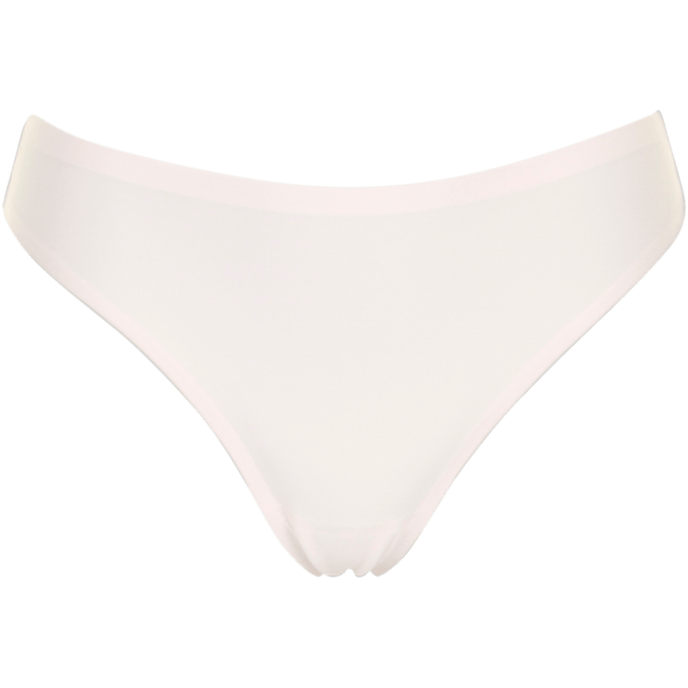 Et par lysfarvede, sømløse Chantelle Seamless Soft Stretch String Lys orange dameunderbukser i bikini-stil.