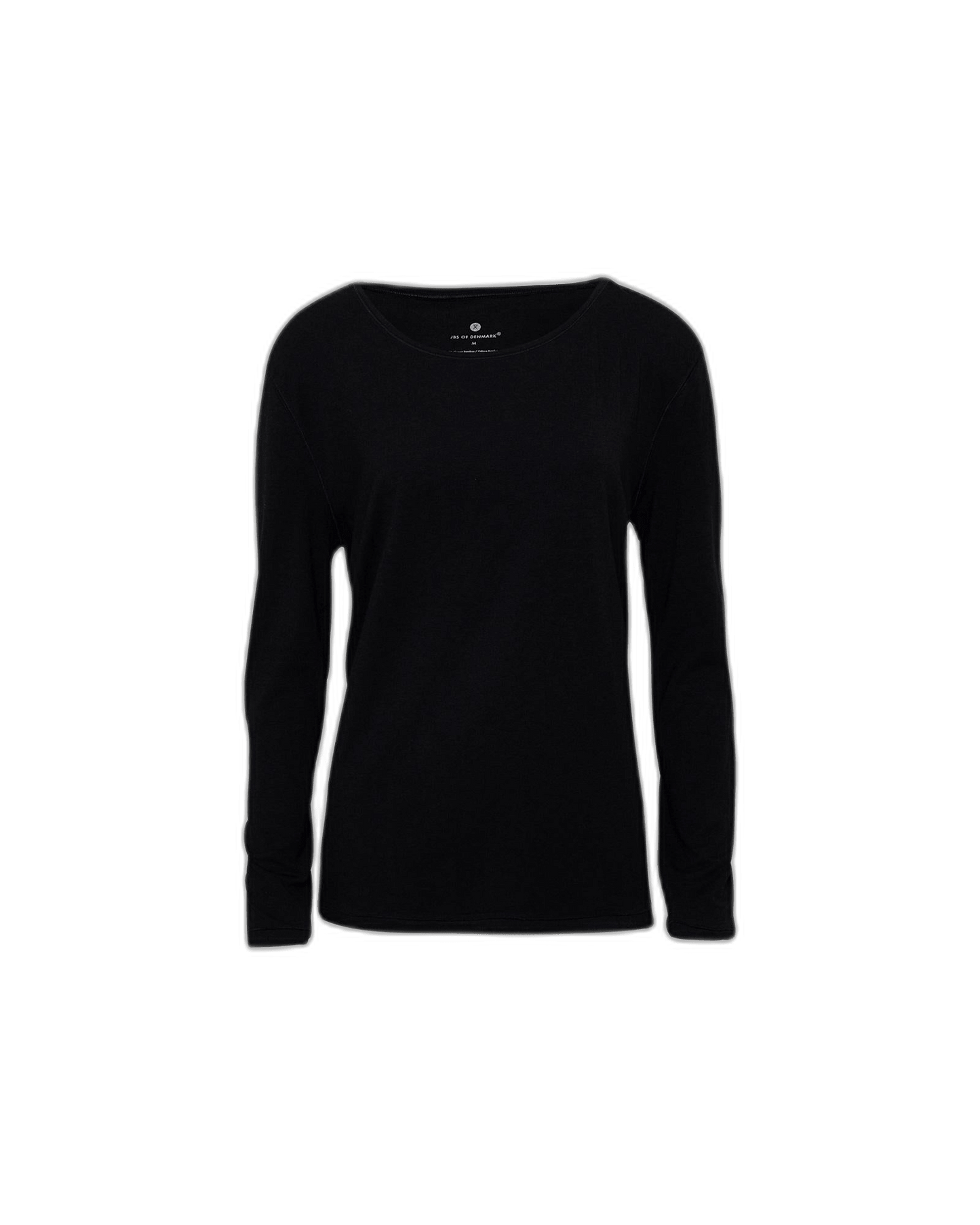 JBS fra Danmark 142253 LS Tee i bambusblanding i sort, vist på en ensfarvet hvid baggrund.