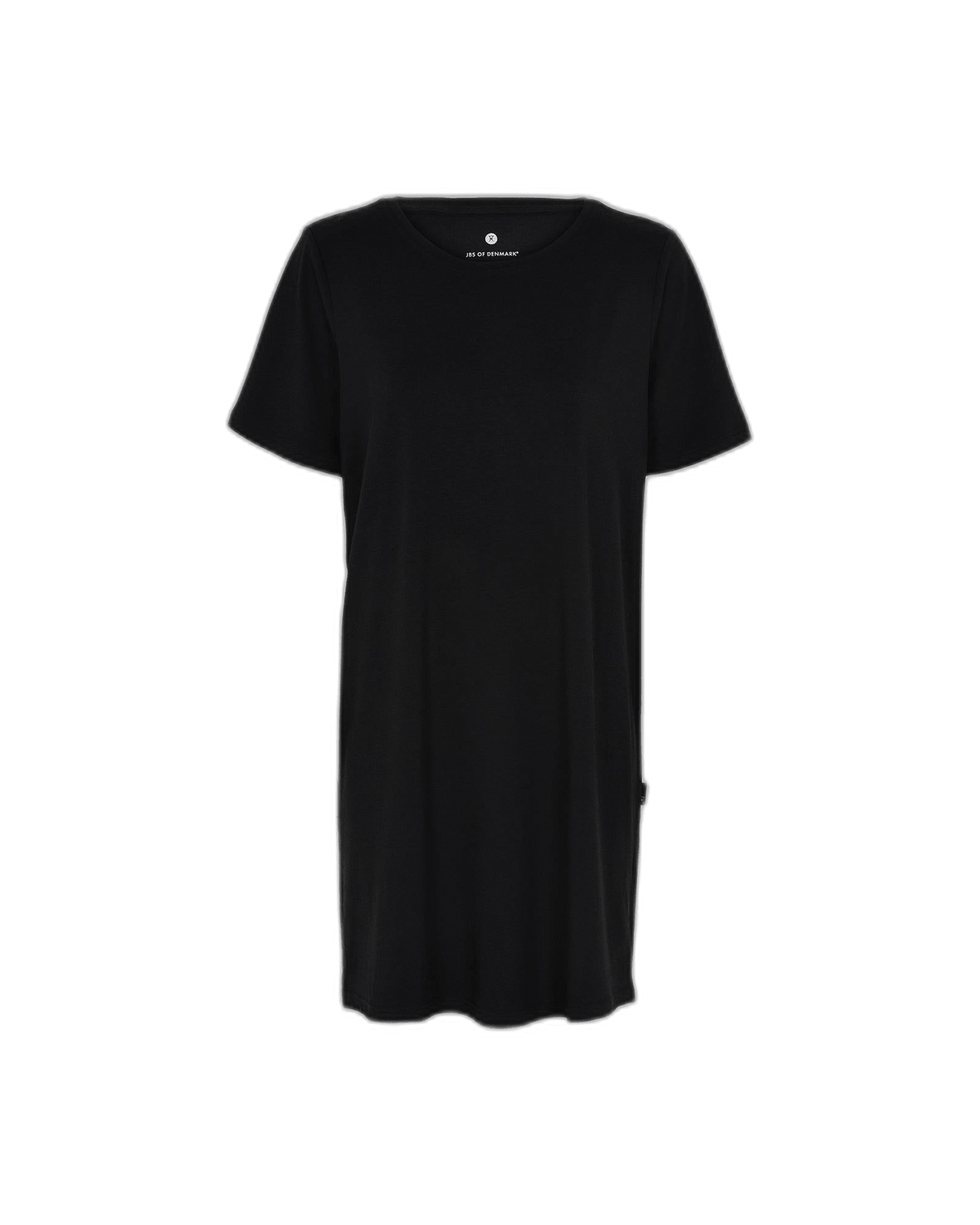 En kortærmet T-shirt-kjole fra JBS of Denmark i modellen »Big Shirt Bamboo Blend« Sort vises på en hvid baggrund.