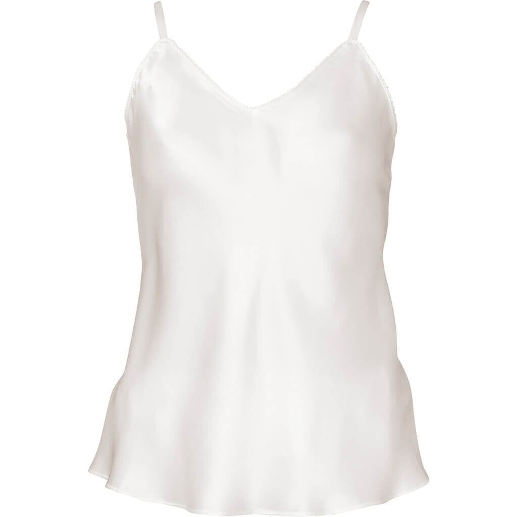 Lady Avenue 114311: Offwhite camisole i ren silke med spaghettistropper og let udsvunget nederkant.