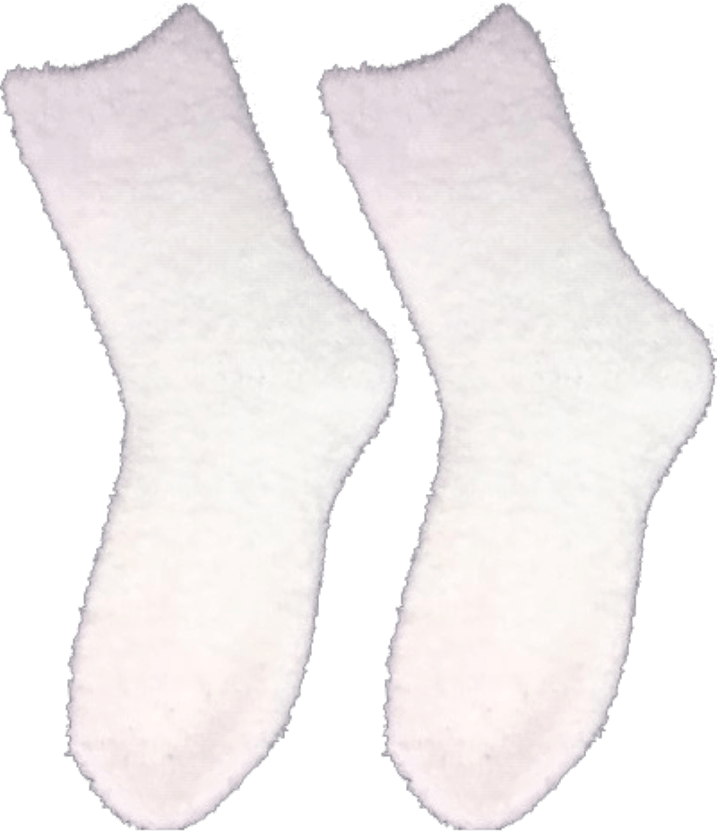 Et par Missya Teddy-sokker i off-white ligger side om side på en ensfarvet baggrund.