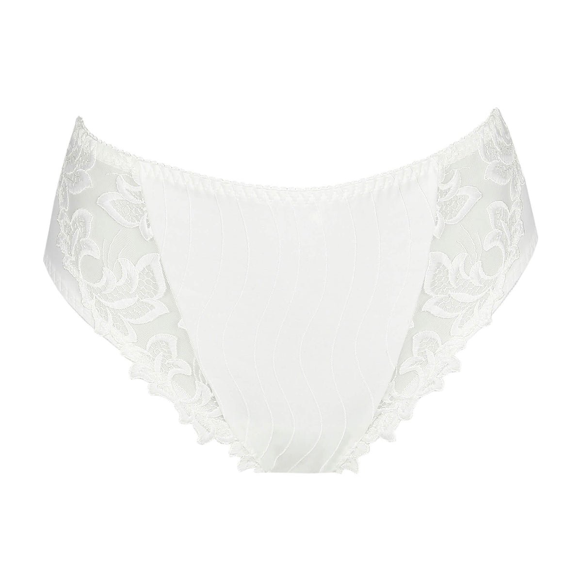 PrimaDonna Deauville Natur Off-white: Maxi-trusser i blonder med blomsterbroderi, vist på en ensfarvet baggrund.